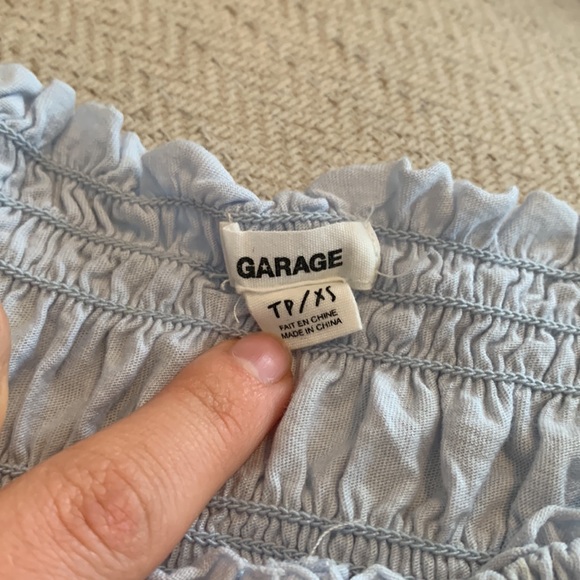 Garage off the shoulder blue cropped top - Picture 2 of 2